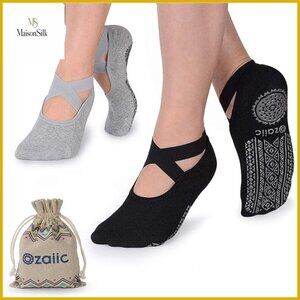 Non-Slip Pilates Socks with Grippers for Yoga Barre Dance Workout
